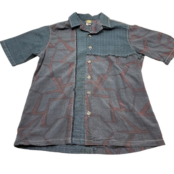 Anne Namba Silk Blue Hawaiian Aloha Shirt Mens Size Medium - Picture 5 of 12